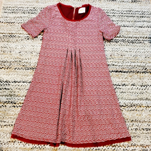 Anthropologie MAEVE Dora Pleated Front Wine Red Stretchy Tunic Dress Sz XS - Picture 2 of 9